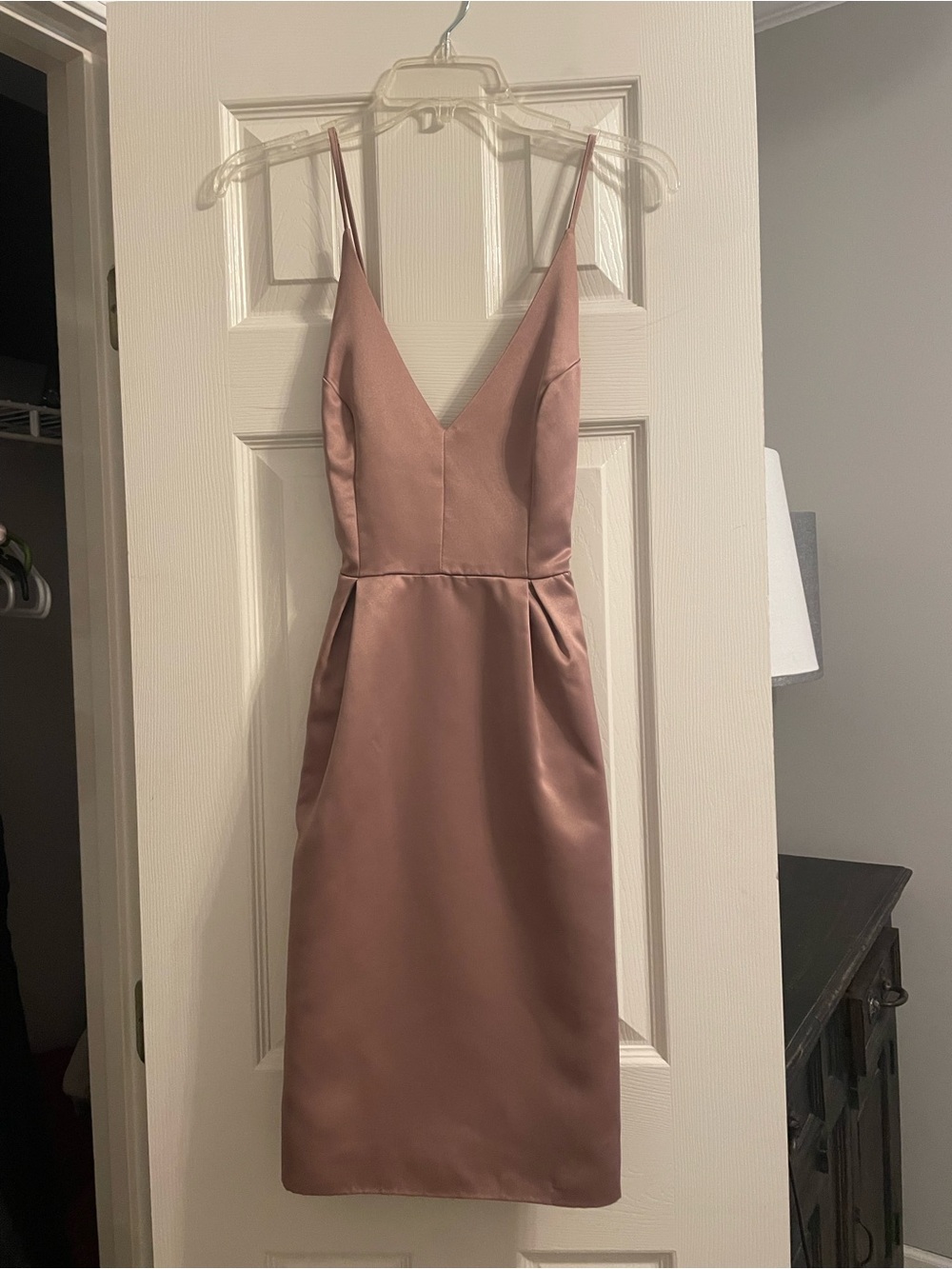 Satin V-Neck Slip Dress in Dusty Rose